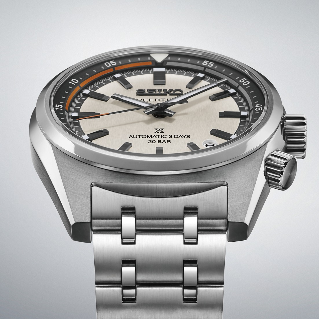 SEIKO Prospex Speedtimer 6R 'Compact Countdown' Automatic Chronograph Gray and White Dial 39.5mm Silver Stainless Steel Bracelet SPB513J1 - 5