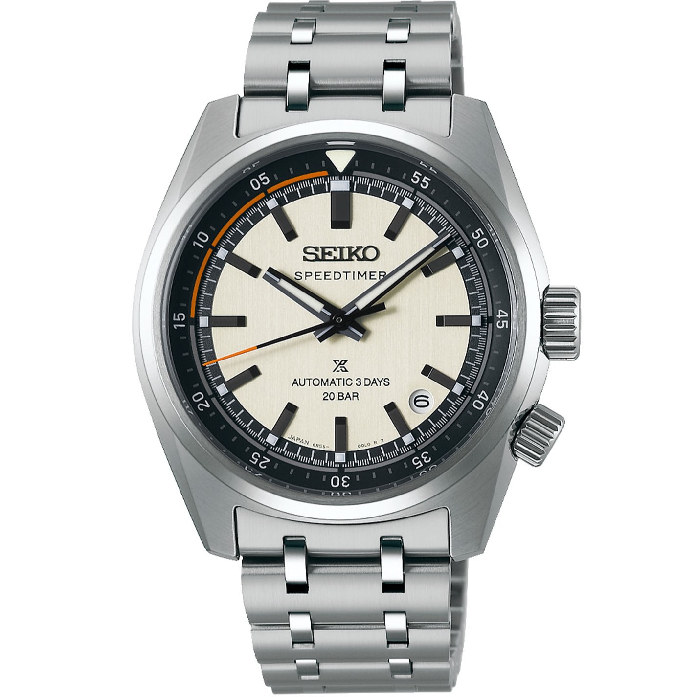 SEIKO Prospex Speedtimer 6R 'Compact Countdown' Automatic Chronograph Gray and White Dial 39.5mm Silver Stainless Steel Bracelet SPB513J1 - 