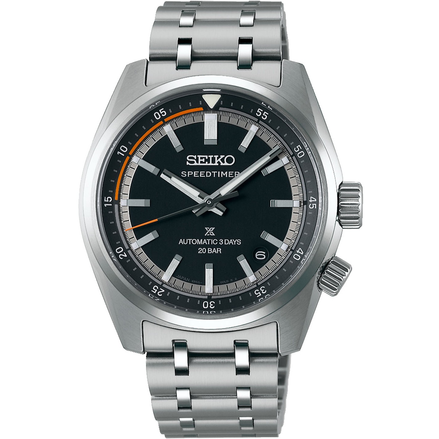 SEIKO Prospex Speedtimer 6R 'Compact Countdown' Automatic Chronograph Black Dial 39.5mm Silver Stainless Steel Bracelet SPB515J1 - 