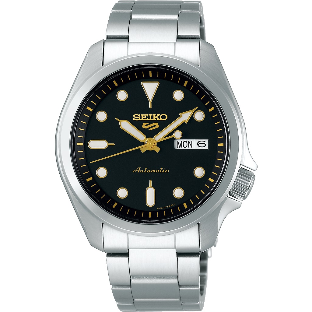 SEIKO 5 Sports Automatic Black Gold Dial 40mm Silver Stainless Steel Bracelet SRPE57K1 - 