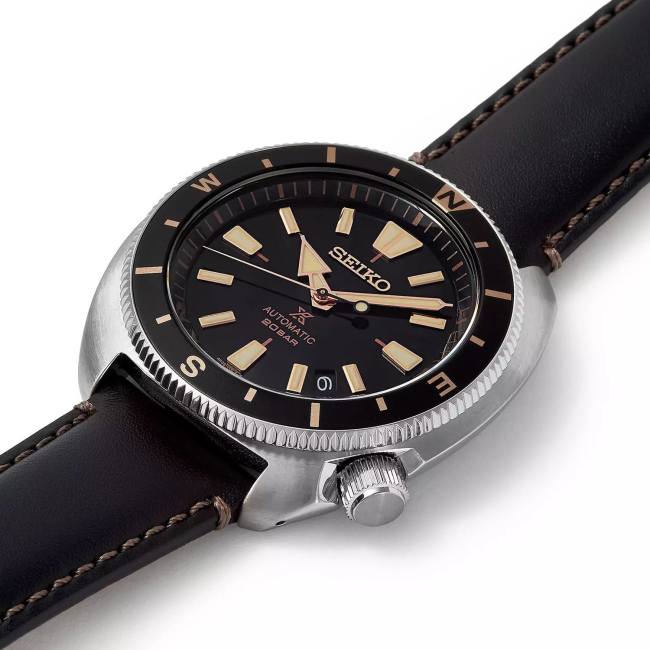 SEIKO Prospex 'Tortoise' Land Edition Automatic Black Dial 42.4mm Silver Stainless Steel Black Leather Strap SRPG17K1 - 