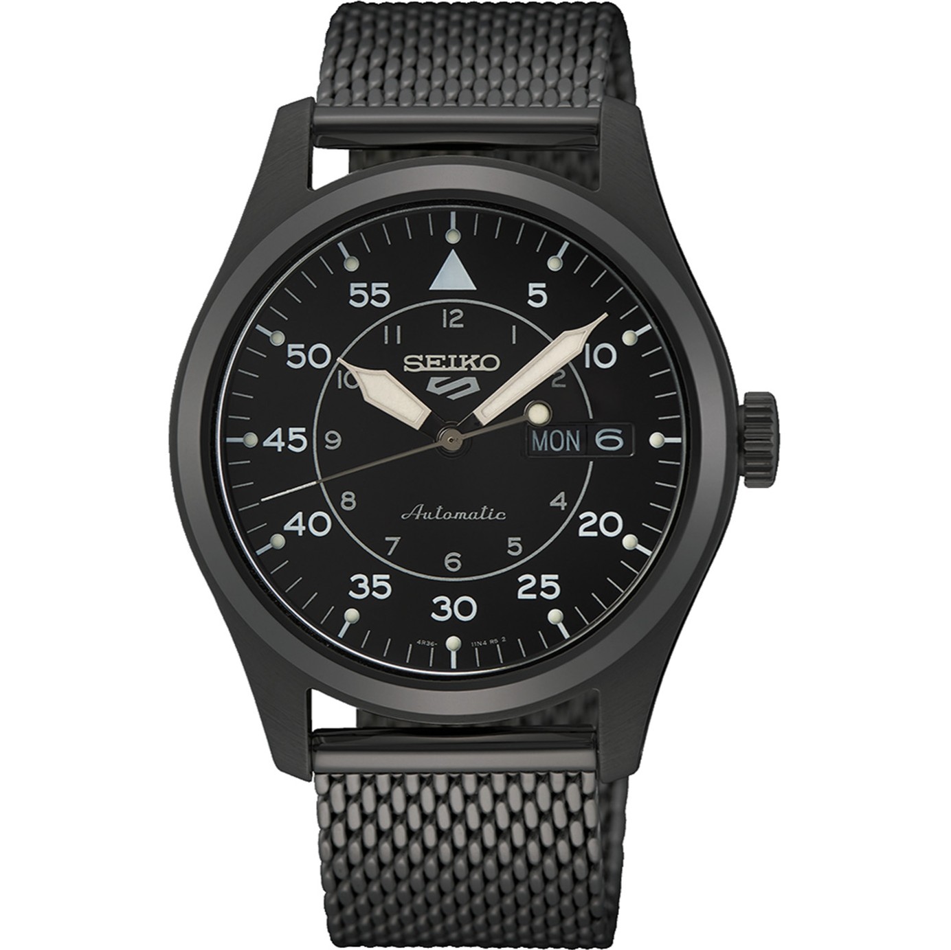 SEIKO 5 Sports Automatic Black Dial 39.4mm Black Stainless Steel Bracelet SRPH25K1F - 