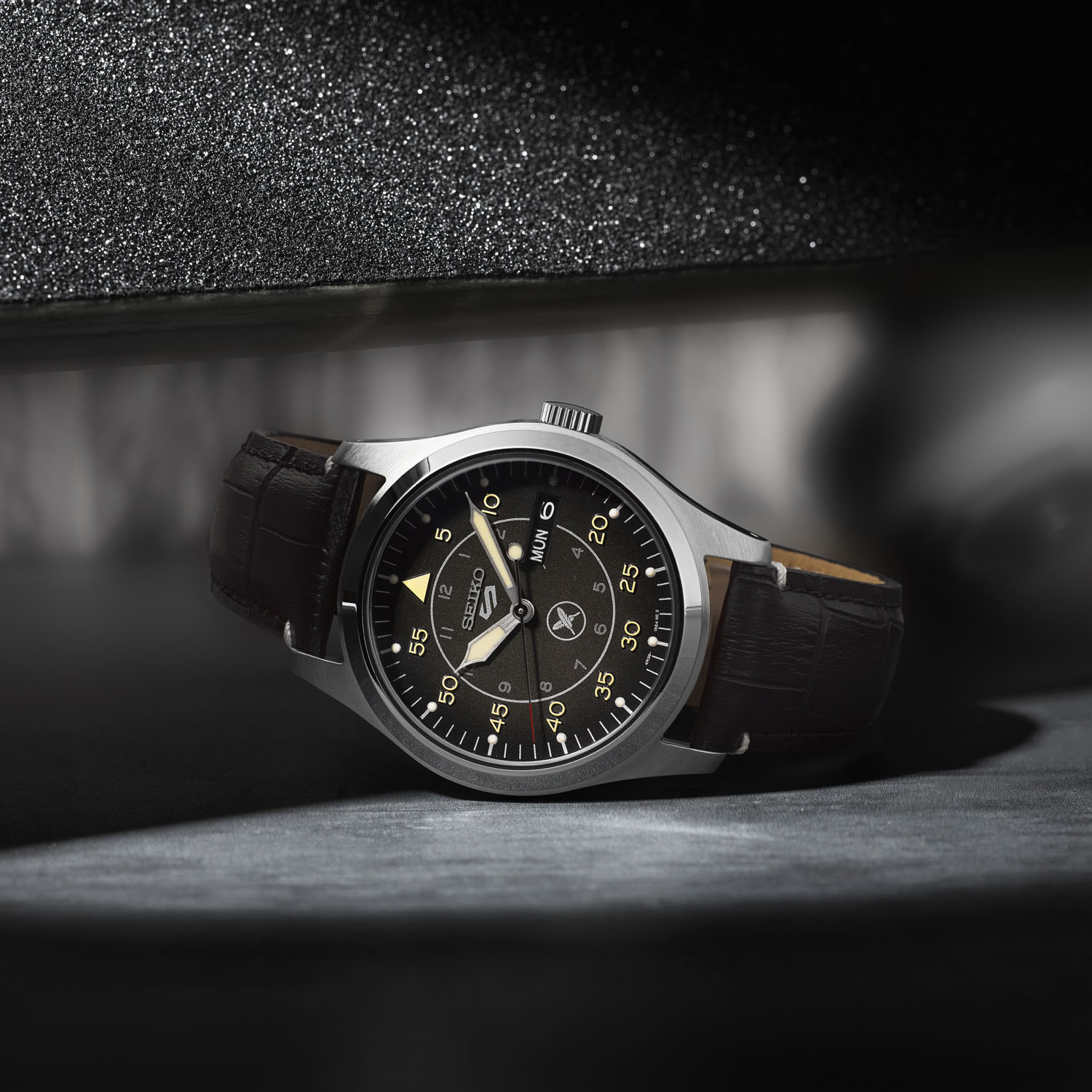 SEIKO 5 Sports x Yuto Horigome L.E. Automatic Brown Dial 39.4mm Silver Stainless Steel Black Leather Strap SRPL31K1 - 