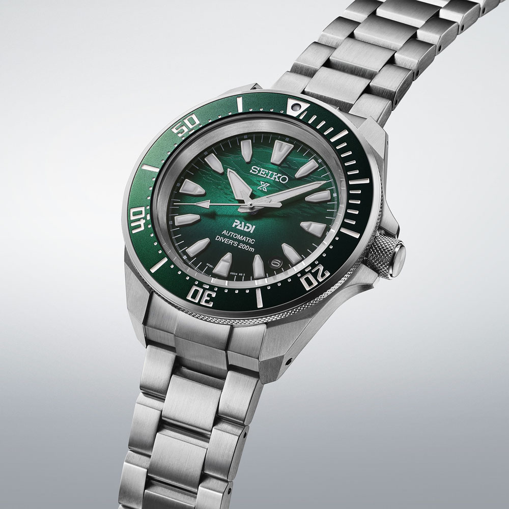 SEIKO Prospex 'Samurai' 4R Diver’s PADI 60th Anniversary Automatic Watch in Underwater Green Dial 41.7mm Silver Stainless Steel Bracelet SRPL53K1 - 3