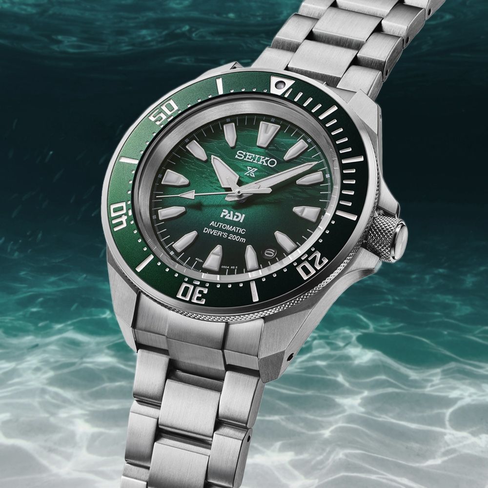 SEIKO Prospex 'Samurai' 4R Diver’s PADI 60th Anniversary Automatic Watch in Underwater Green Dial 41.7mm Silver Stainless Steel Bracelet SRPL53K1 - 5