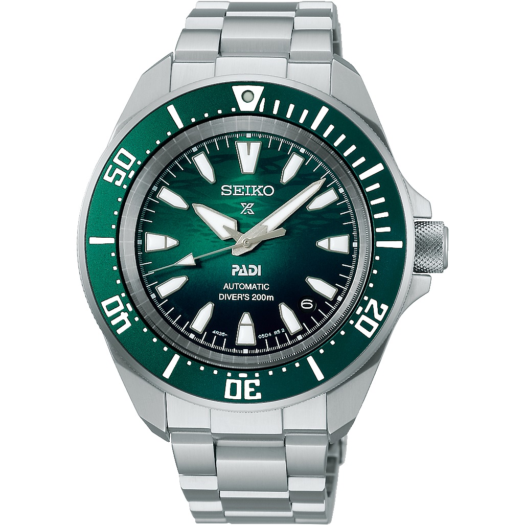 SEIKO Prospex 'Samurai' 4R Diver’s PADI 60th Anniversary Automatic Watch in Underwater Green Dial 41.7mm Silver Stainless Steel Bracelet SRPL53K1 - 
