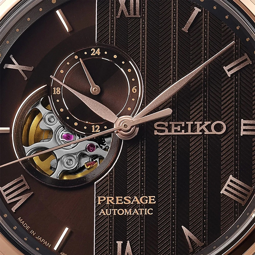 SEIKO Presage ‘Japanese Zen Gardens’ Open Heart Automatic Brown Dial 41.8mm Two Tone Rose Gold Stainless Steel Bracelet SSA466J1 - 