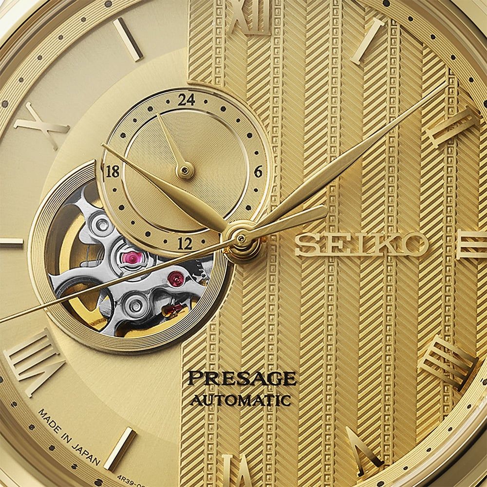 SEIKO Presage ‘Japanese Zen Gardens’ Open Heart Automatic Gold Dial 41.8mm Gold Stainless Steel Bracelet SSA468J1 - 