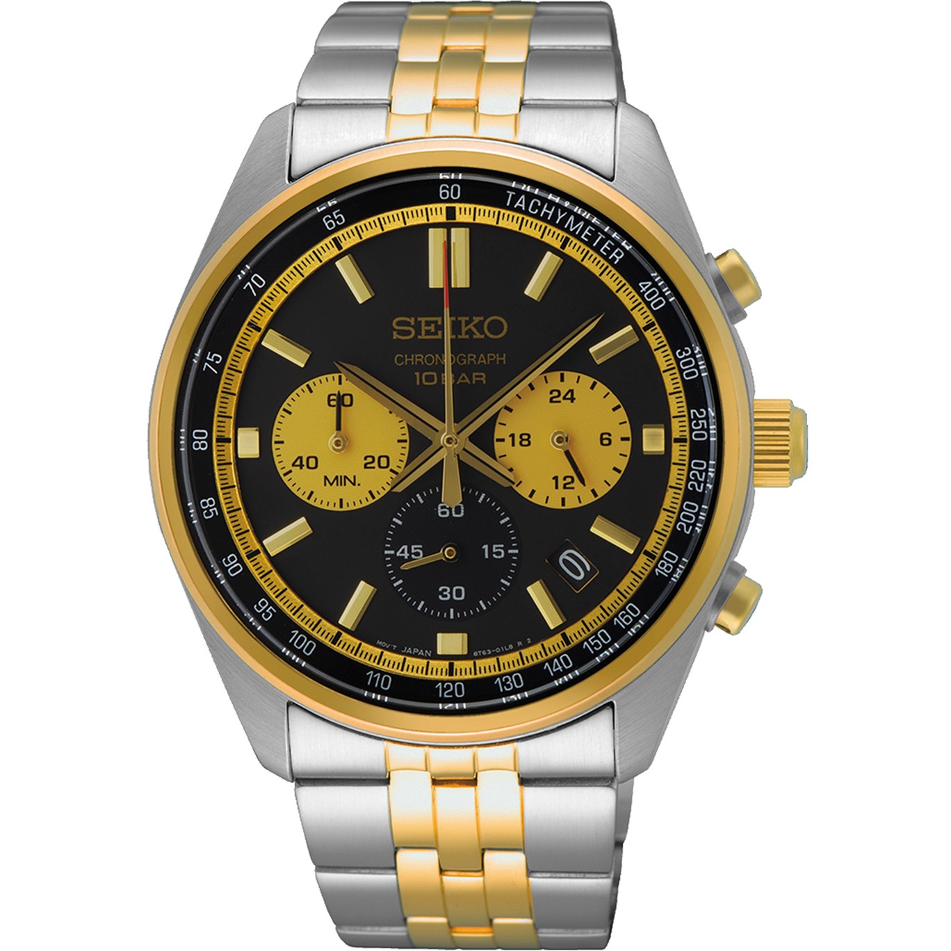 SEIKO Conceptual Series Chronograph Black Dial 41.5mm Two Tone Gold and Silver Stainless Steel Bracelet SSB430P1 - 