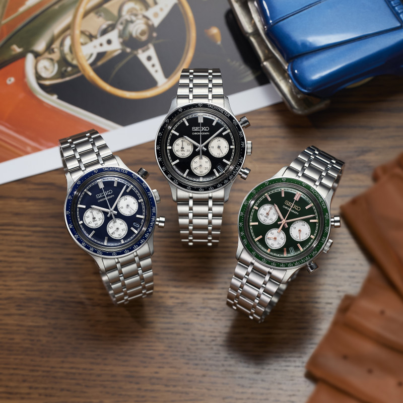 SEIKO Racing Sports Chronograph Black Dial 38.7mm Silver Stainless Steel Bracelet SSB479P1 - 3