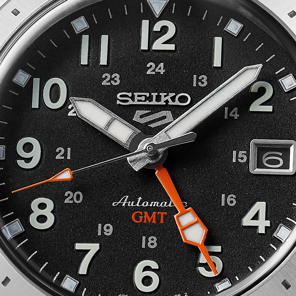SEIKO 5 Sports Field Series 'Deploy' Automatic GMT Black Dial 39.4mm Silver Stainless Steel Bracelet SSK023K1 - 5