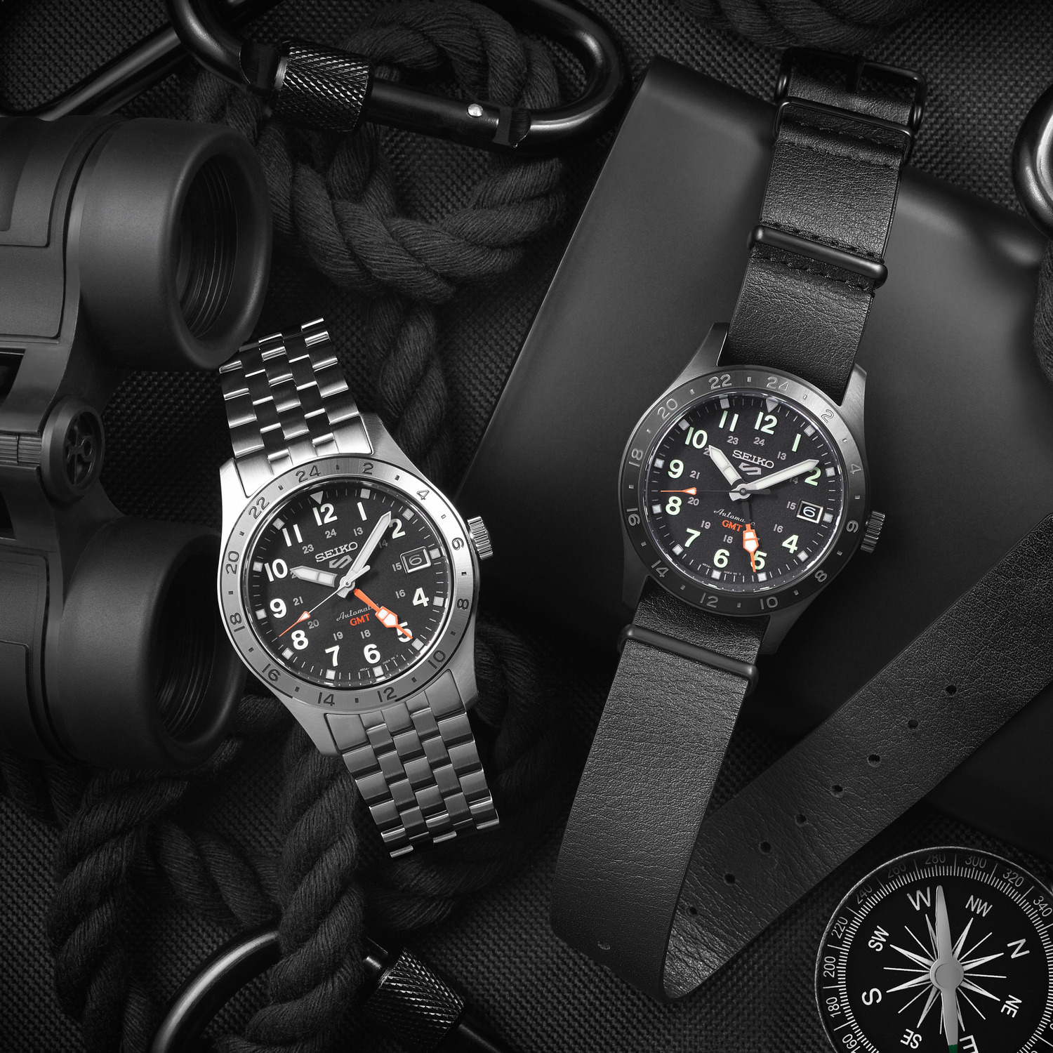 SEIKO 5 Sports Field Series 'Deploy' Automatic GMT Black Dial 39.4mm Silver Stainless Steel Bracelet SSK023K1 - 6