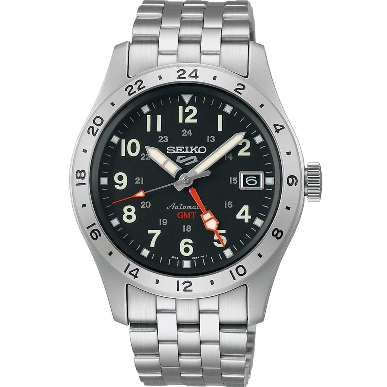 SEIKO 5 Sports Field Series 'Deploy' Automatic GMT Black Dial 39.4mm Silver Stainless Steel Bracelet SSK023K1 - 