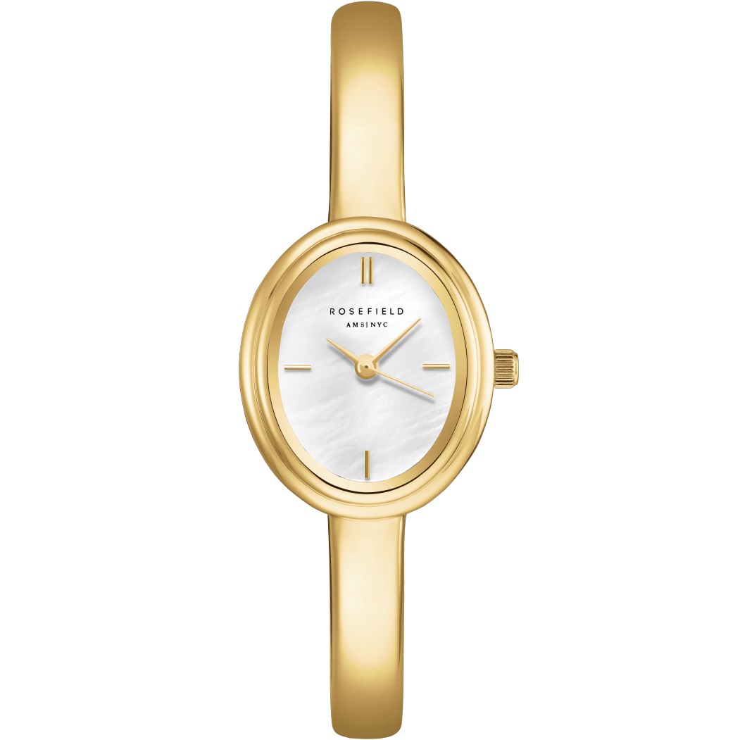 ROSEFIELD Studio Bangle X-Small Size White Pearl Dial 19.5 x 23.5mm Gold Stainless Steel Bracelet STWGSG-ST06 - 