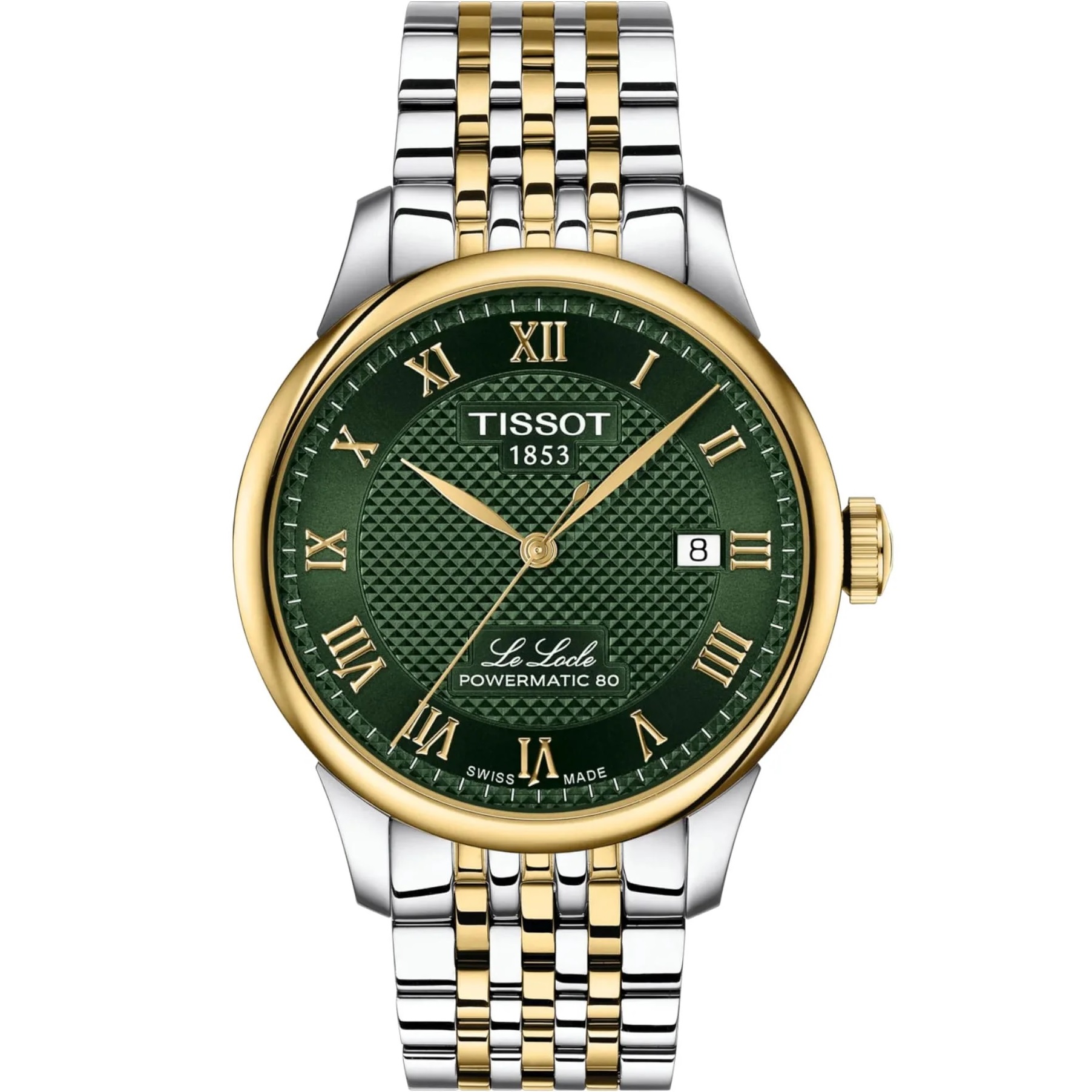 TISSOT Le Locle Powermatic 80 Green Dial 39.3mm Two Tone Gold Stainless Steel Bracelet T006.407.22.093.00 - 