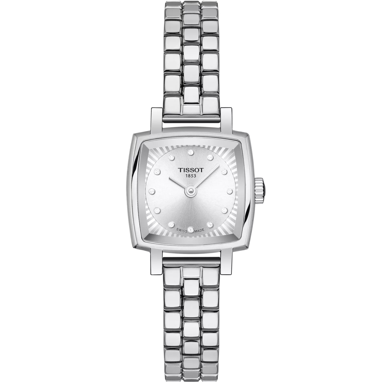 TISSOT Lovely Square Silver Dial with Diamonds 20mm Silver Stainless Steel Bracelet T058.109.11.036.01 - 