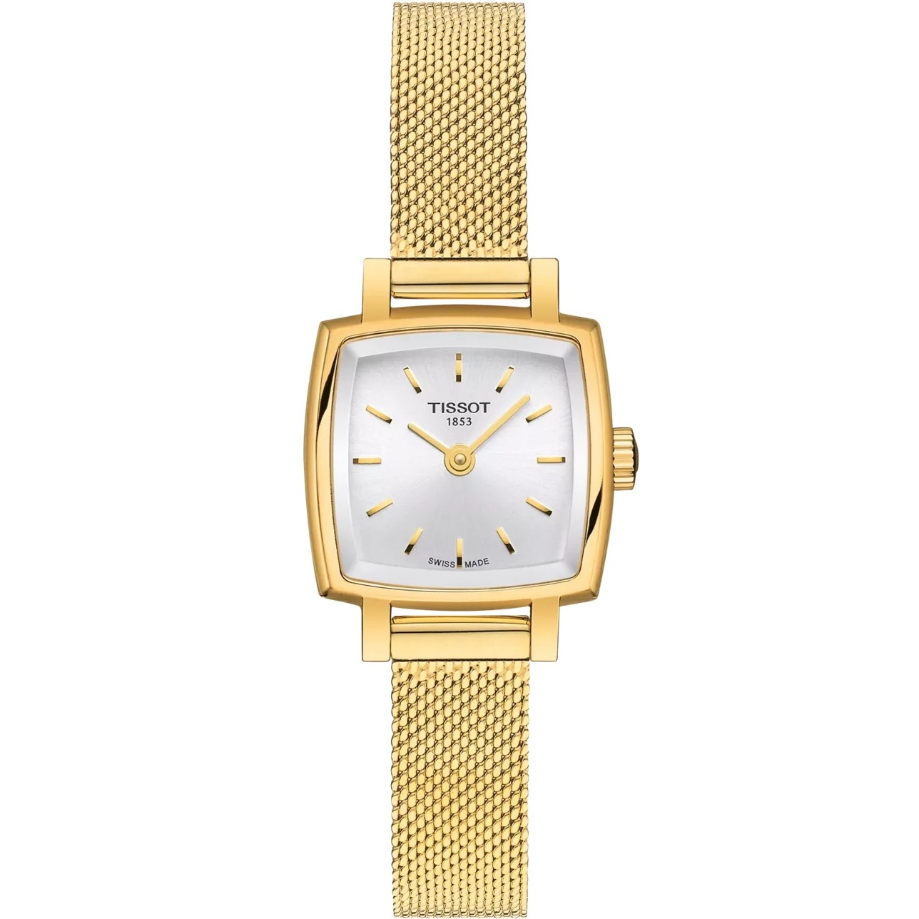 TISSOT Lovely Square Silver Dial 20mm Gold Stainless Steel Mesh Bracelet T058.109.33.031.00 - 