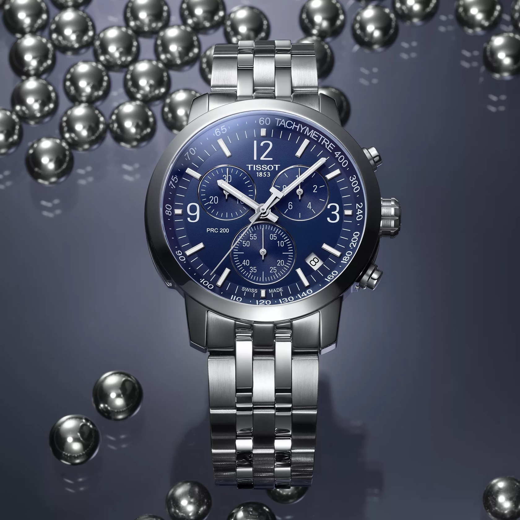 TISSOT PRC 200 Chronograph Blue Dial 42mm Silver Stainless Steel Bracelet T114.417.11.047.00 - 
