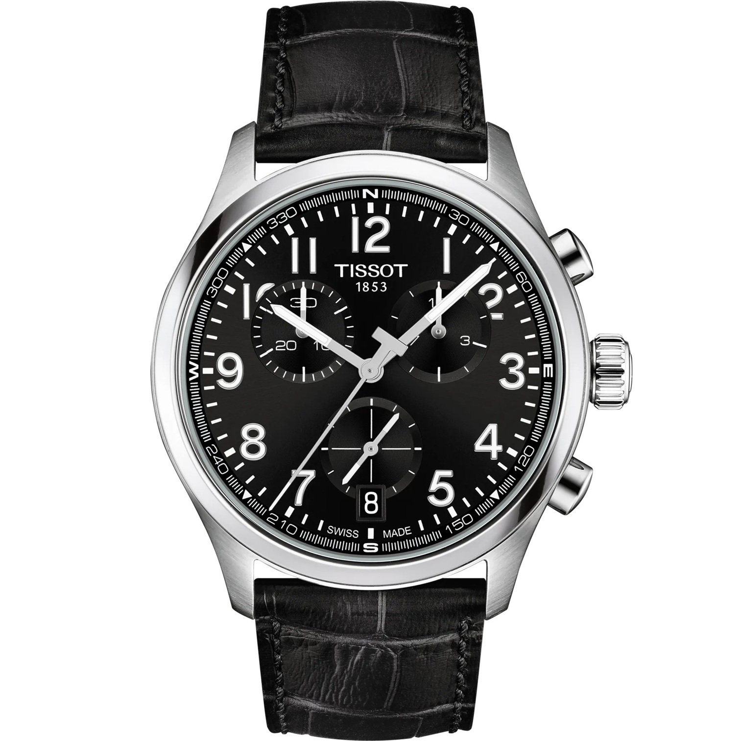 TISSOT L Vintage Chronograph Black Dial 42mm Silver Stainless Steel Black Leather Strap T116.417.16.052.00 - 