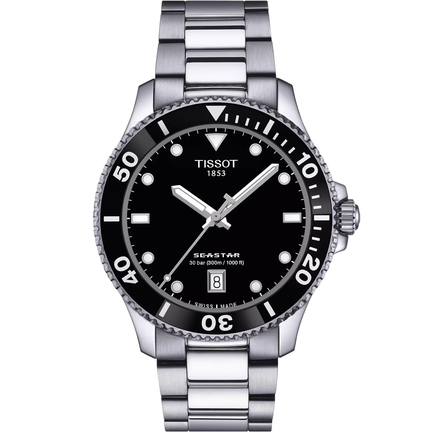 TISSOT Seastar 1000 Quartz Black Dial 40mm Silver Stainless Steel Bracelet T120.410.11.051.00 - 