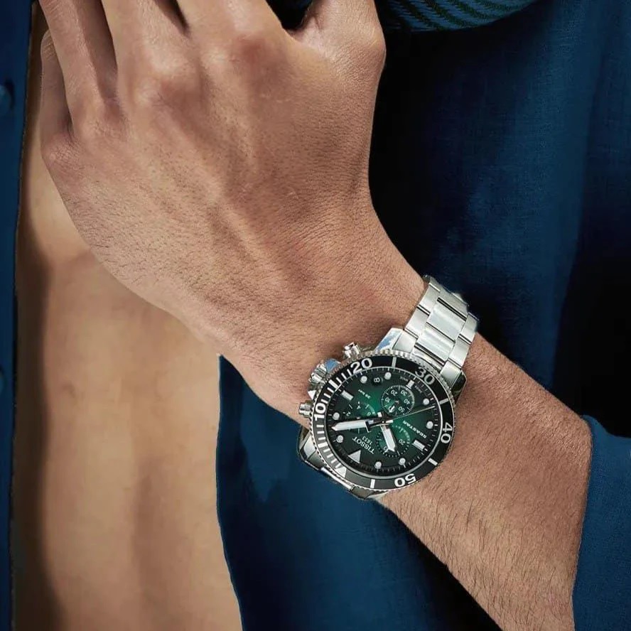 TISSOT Seastar 1000 Chronograph Green Dial 45.5mm Silver Stainless Steel Bracelet T120.417.11.091.01 - 3