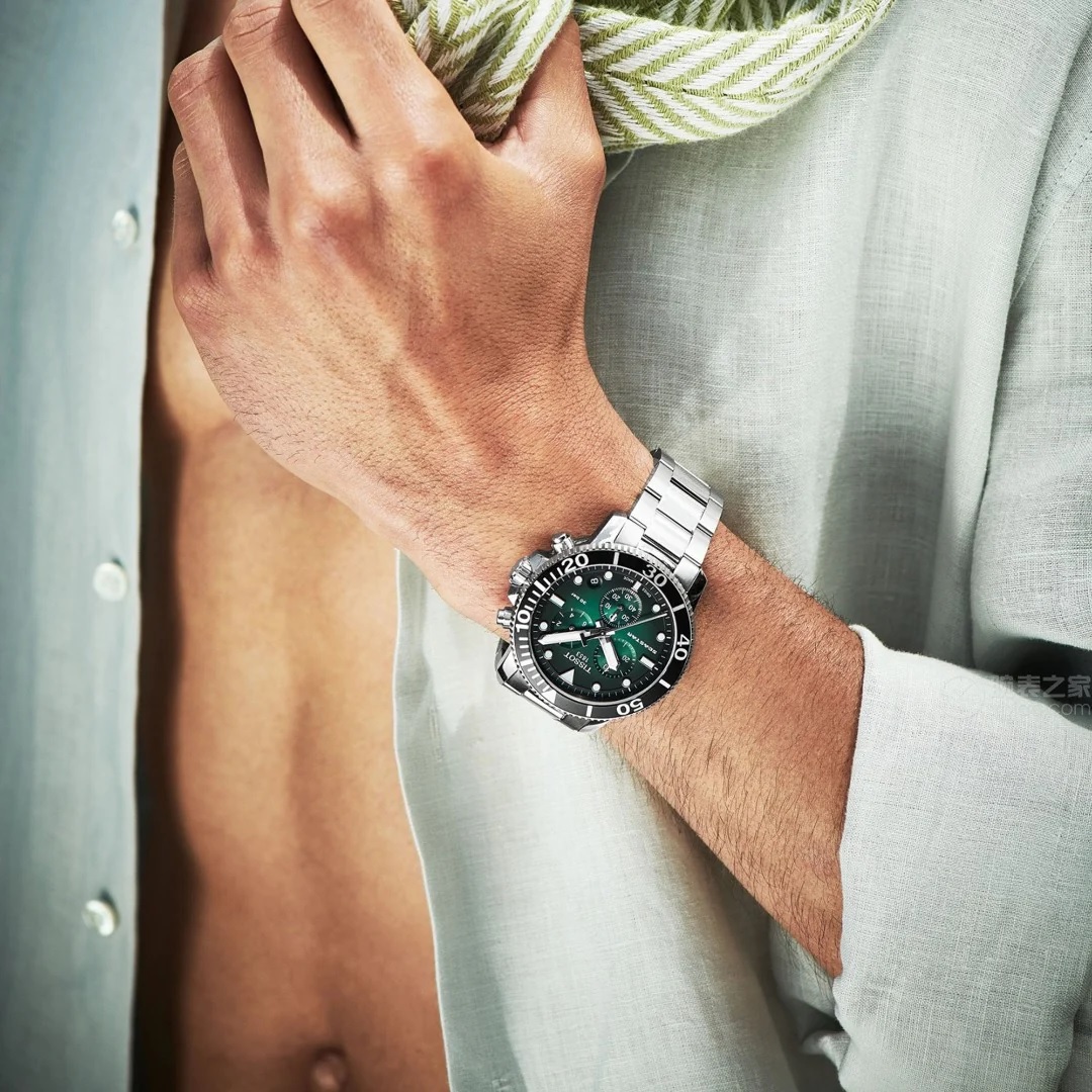 TISSOT Seastar 1000 Chronograph Green Dial 45.5mm Silver Stainless Steel Bracelet T120.417.11.091.01 - 2