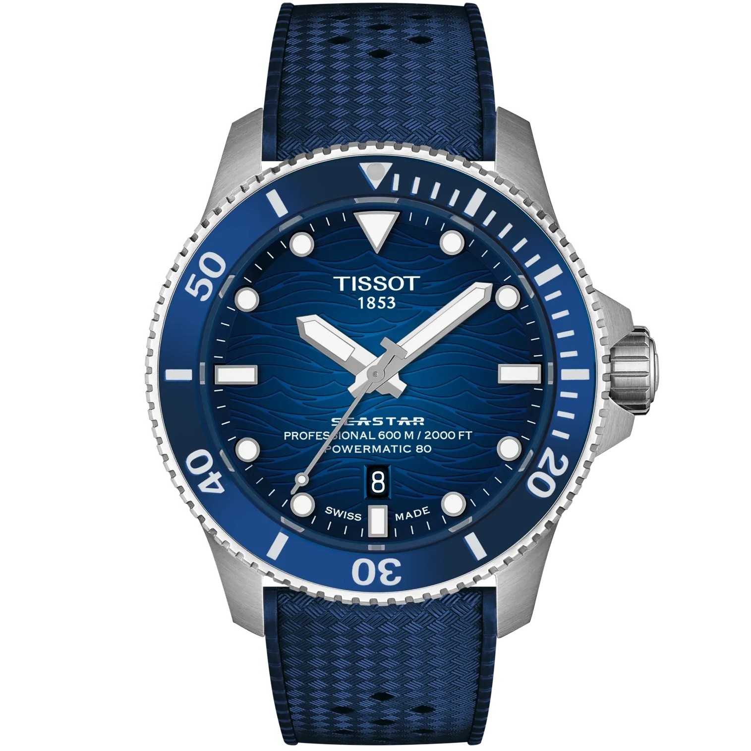 TISSOT Seastar 2000 Professional Powermatic 80 Blue Dial 44mm Silver Stainless Steel Blue Rubber Strap T120.907.17.041.00 - 