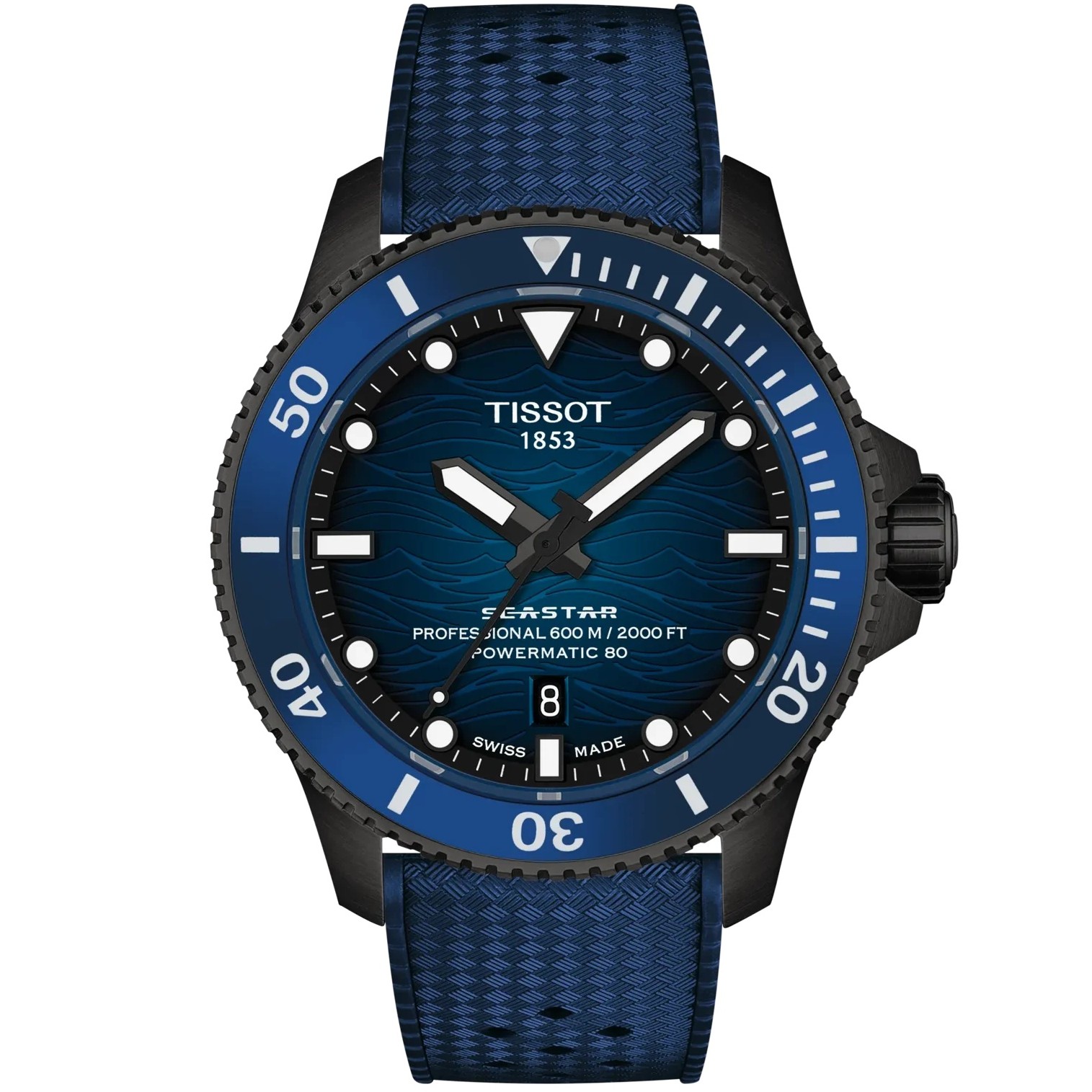 TISSOT Seastar 2000 Professional Powermatic 80 Blue Dial 44mm Black Stainless Steel Blue Rubber Strap T120.907.37.041.00 - 