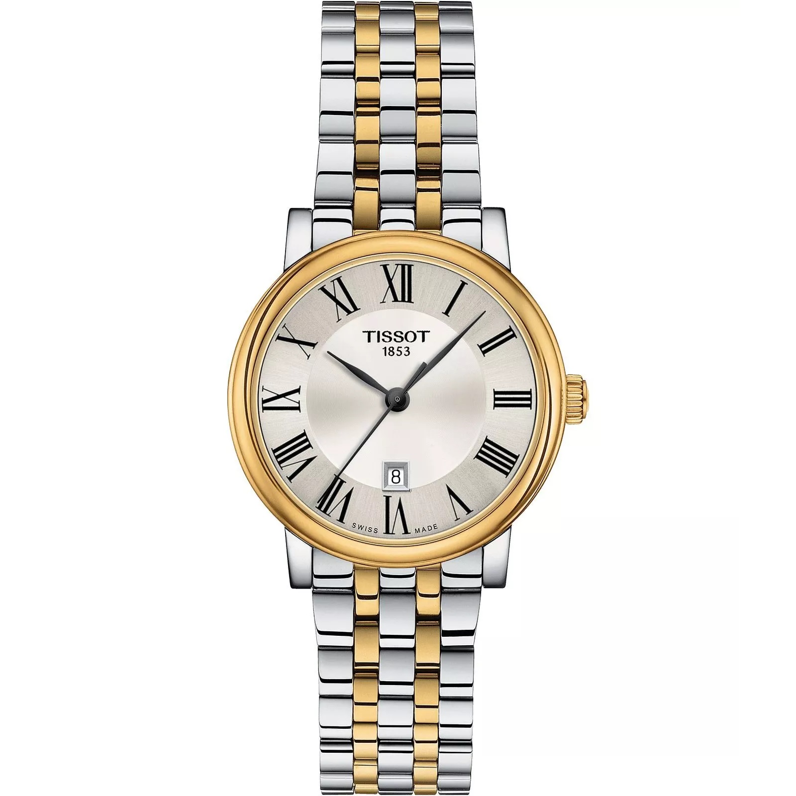 TISSOT Carson Silver Dial 30mm Two Tone Gold Stainless Steel Bracelet T122.210.22.033.00 - 