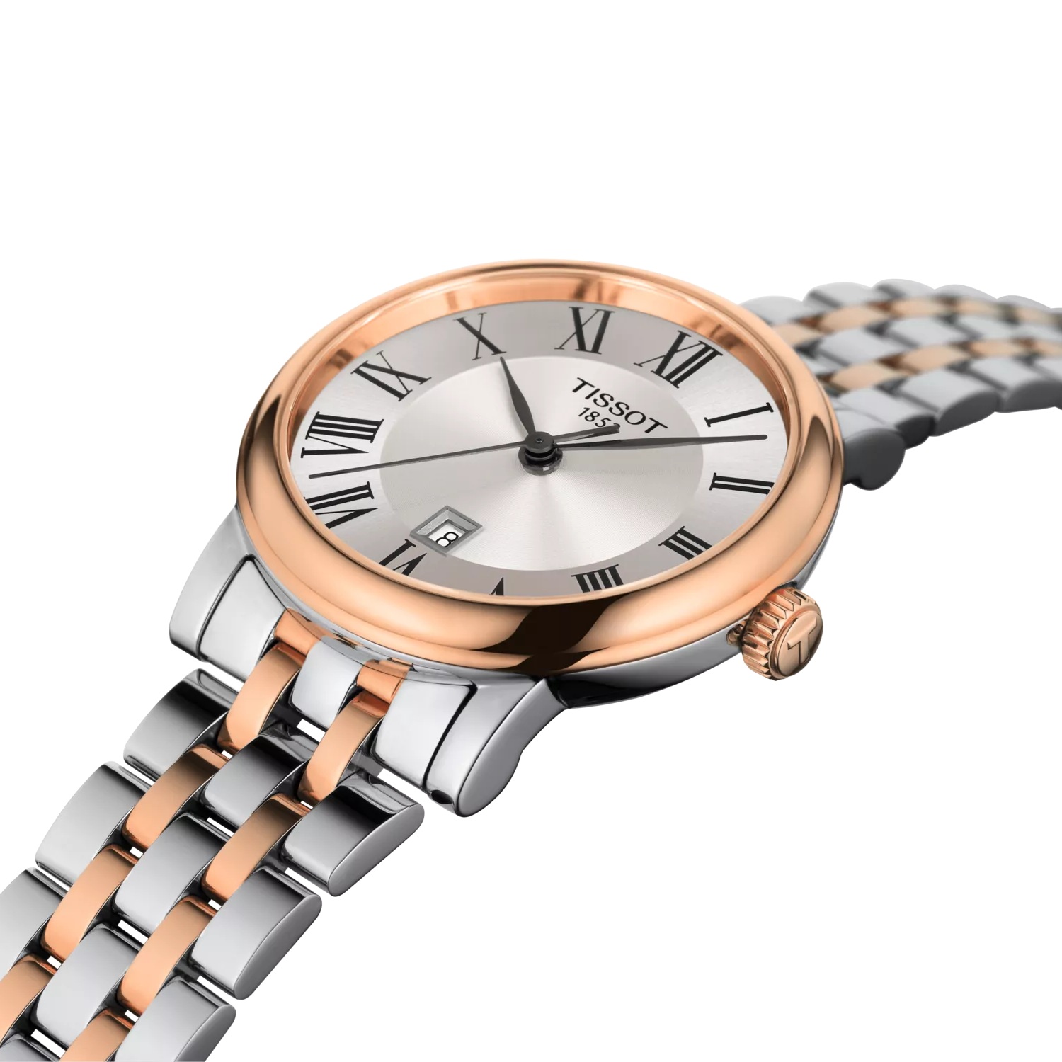 TISSOT Carson Silver Dial 30mm Two Tone Rose Gold Stainless Steel Bracelet T122.210.22.033.01 - 3