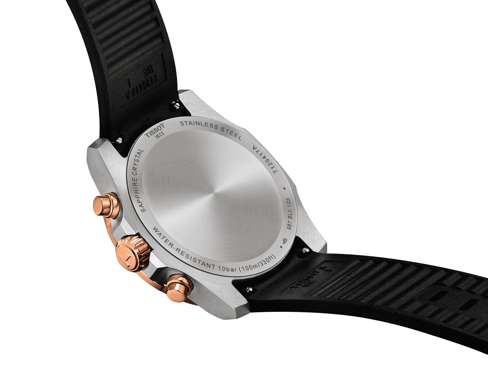 TISSOT Supersport Chronograph Black Dial 42mm Two Tone Rose Gold Stainless Steel Black Rubber Strap T125.417.27.051.00 - 4