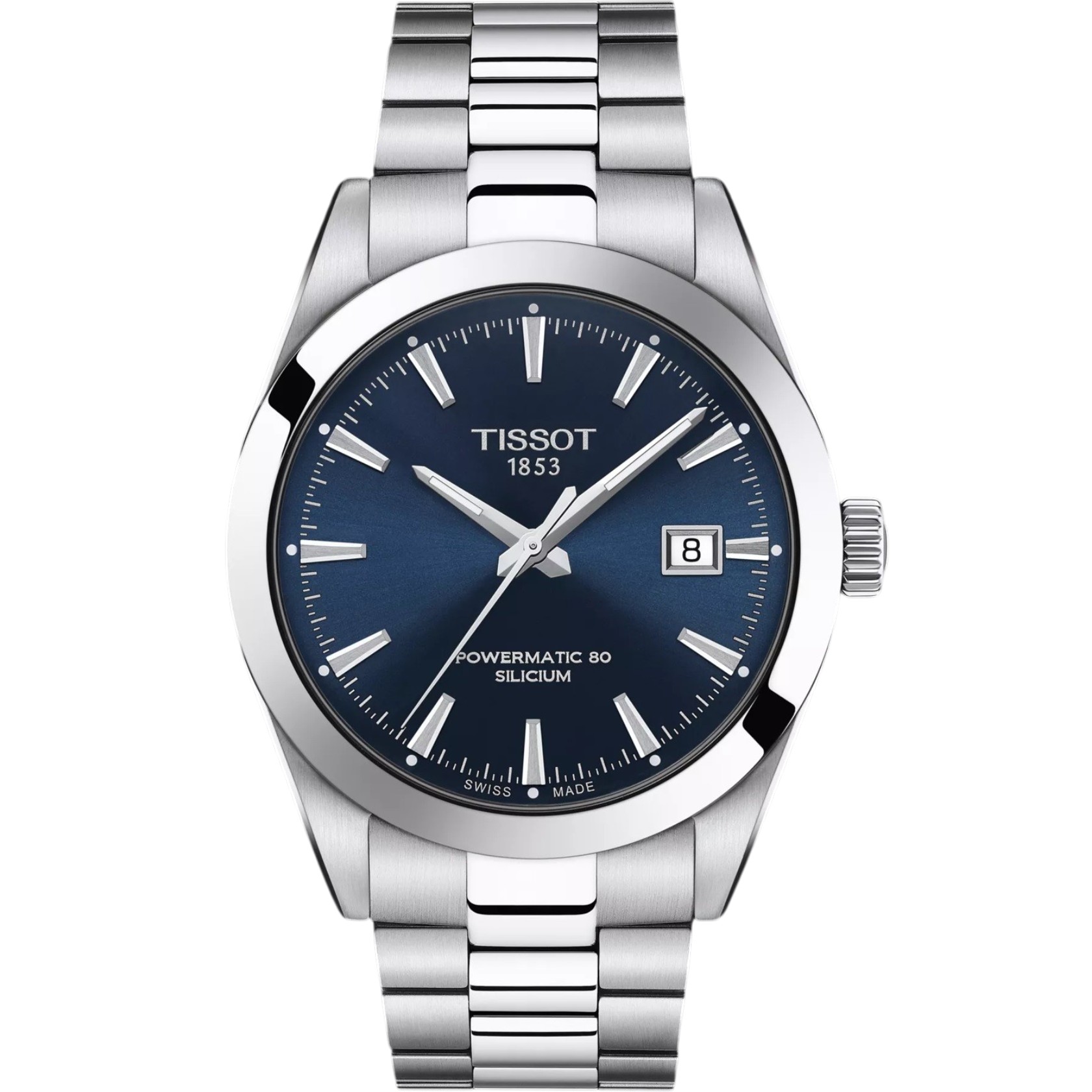 TISSOT Gentleman Powermatic 80 Silicium Blue Dial 40mm Silver Stainless Steel Bracelet T127.407.11.041.00 - 