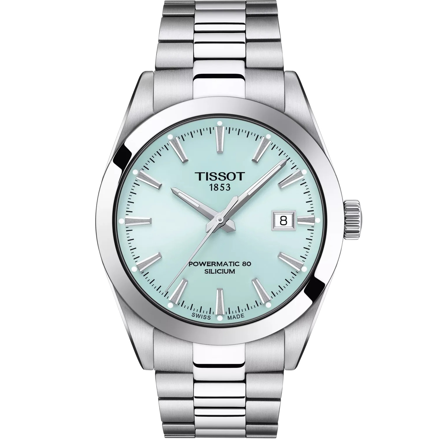TISSOT Gentleman Powermatic 80 Silicium Ice Blue Dial 40mm Silver Stainless Steel Bracelet T127.407.11.351.00 - 