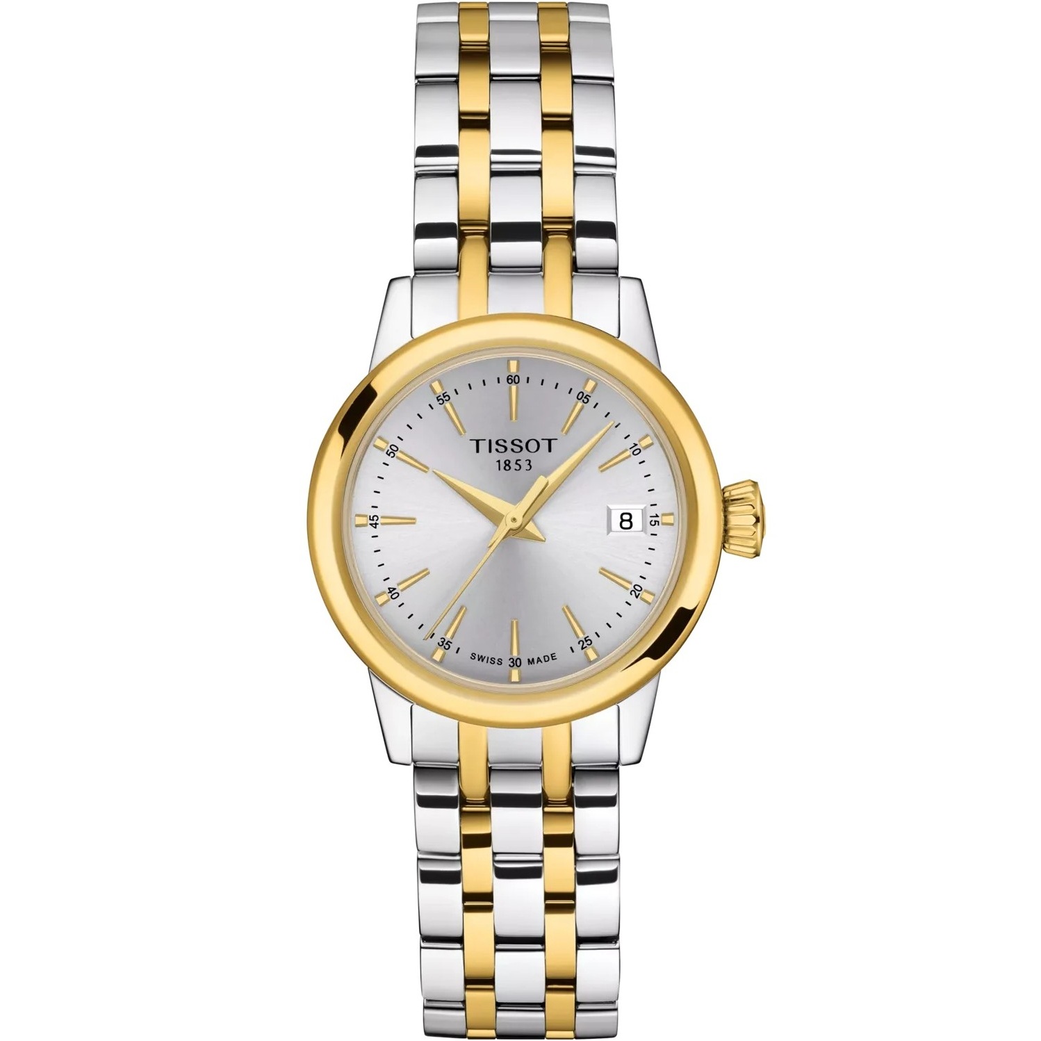 TISSOT Classic Dream Lady's Silver Dial 28mm Two Tone Gold Stainless Steel Bracelet T129.210.22.031.00 - 1