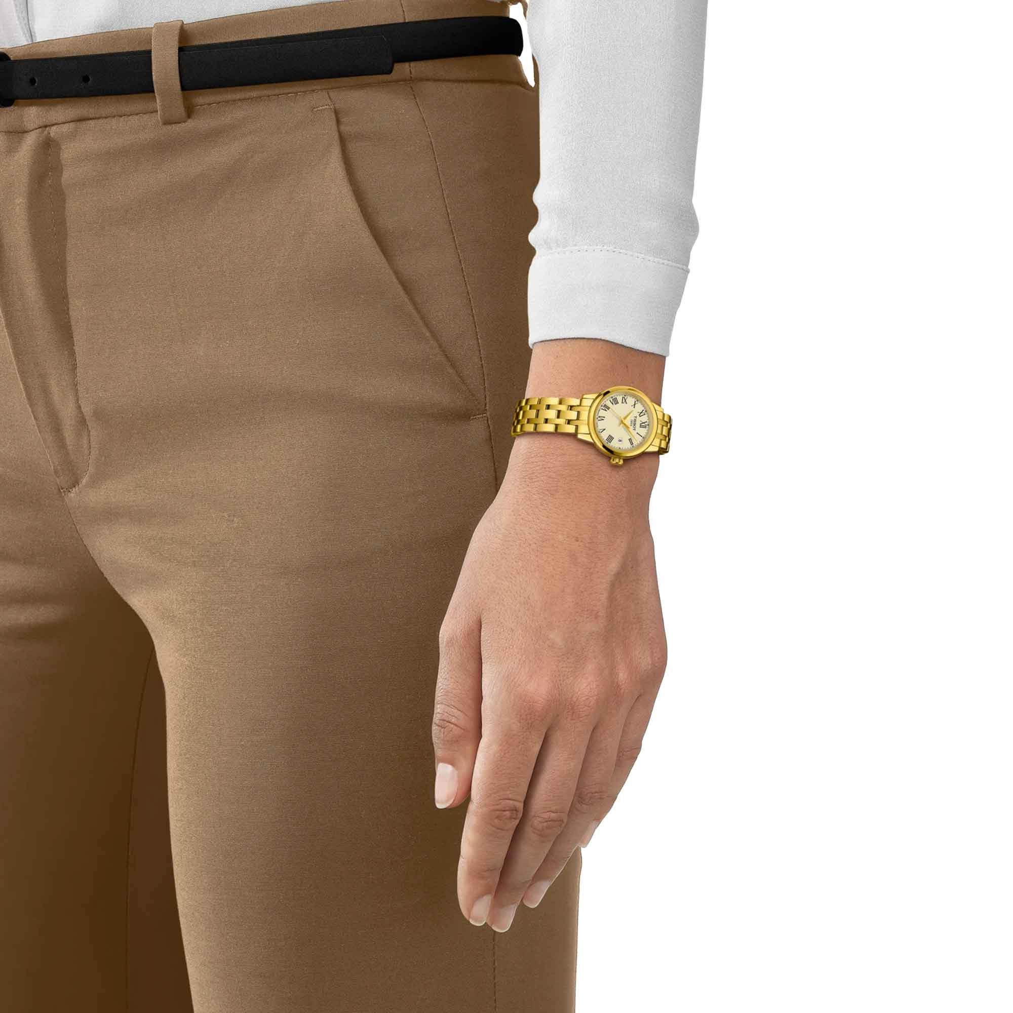 TISSOT Classic Dream Lady's Ivory Dial 28mm Gold Stainless Steel Bracelet T129.210.33.263.00 - 