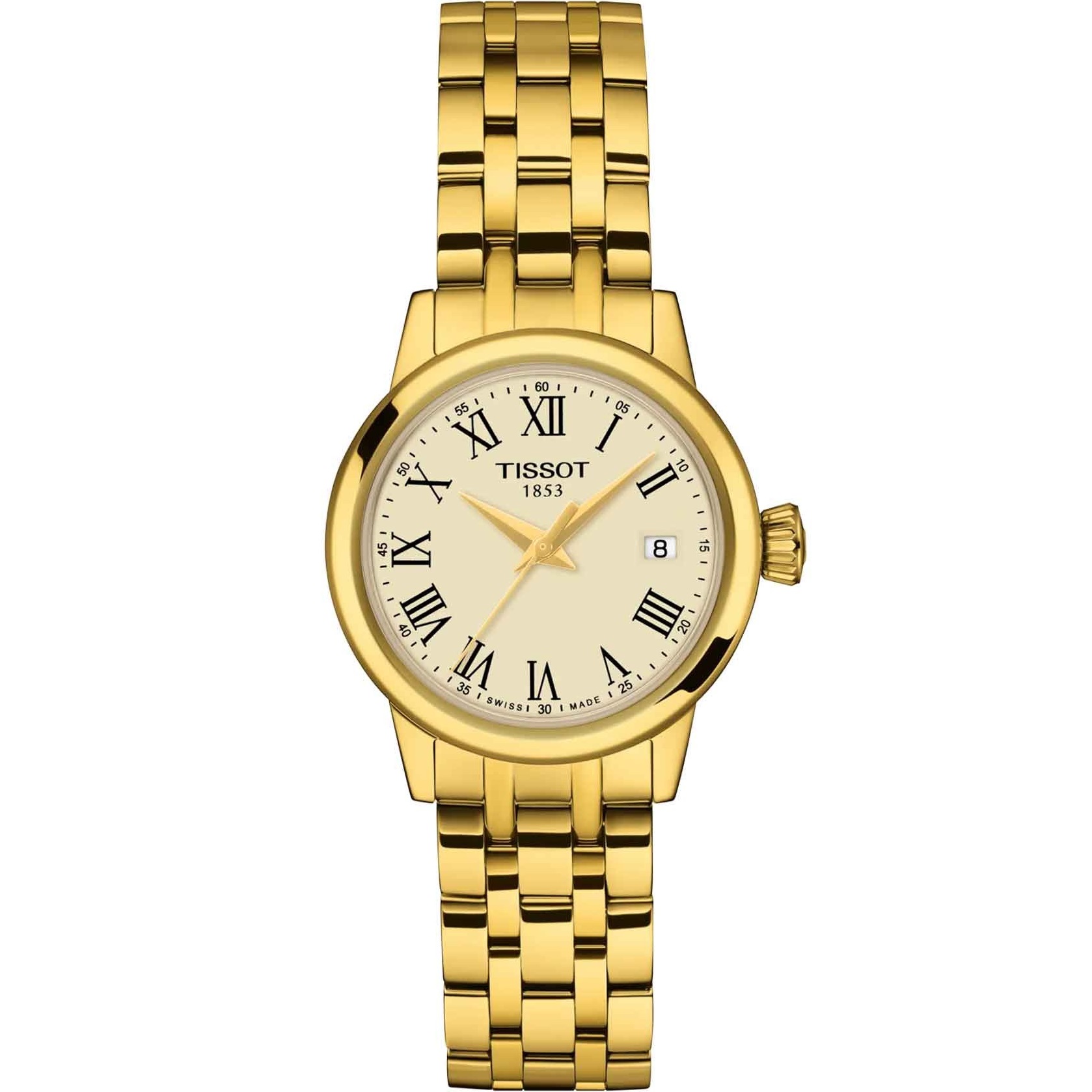 TISSOT Classic Dream Lady's Ivory Dial 28mm Gold Stainless Steel Bracelet T129.210.33.263.00 - 