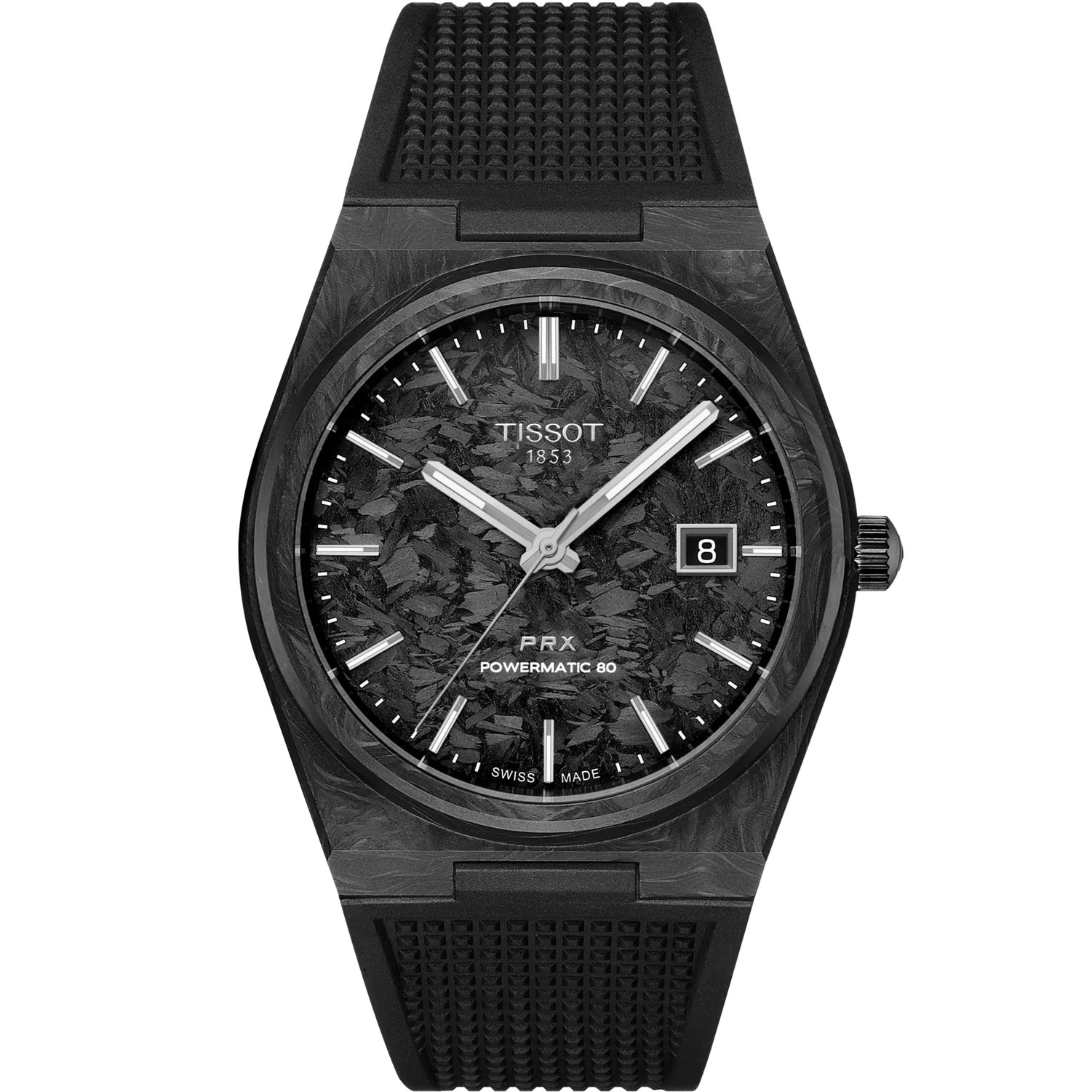 TISSOT PRX Carbon Powermatic 80 40.5mm Black Stainless Steel & Carbon Black Rubber Strap T137.907.97.201.00 - 