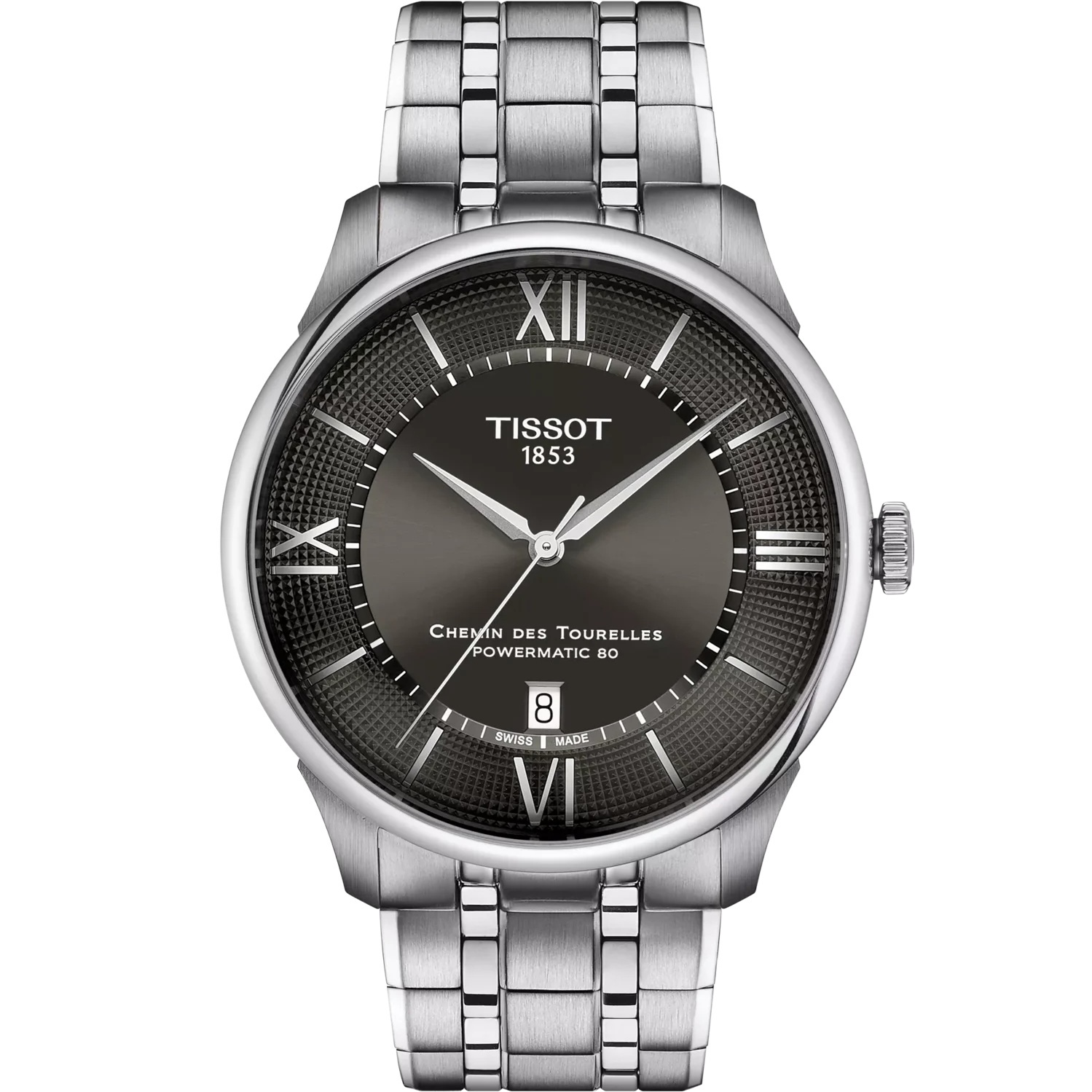 TISSOT Chemin Des Tourelles Powermatic 80 Grey Dial 42mm Silver Stainless Steel Bracelet T139.407.11.068.00 - 