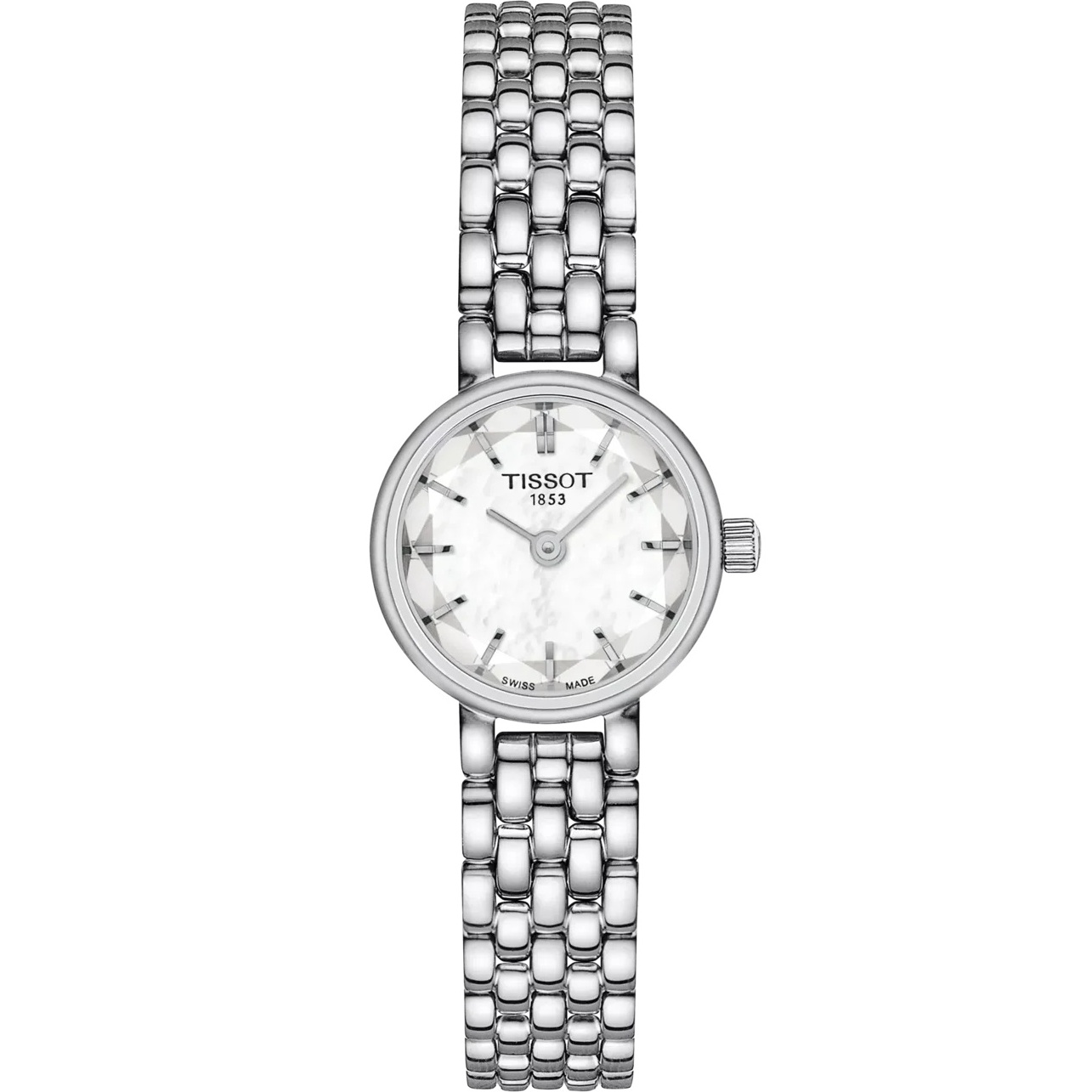 TISSOT Lovely Round White Pearl Dial 19.5mm Silver Stainless Steel Bracelet T140.009.11.111.00 - 
