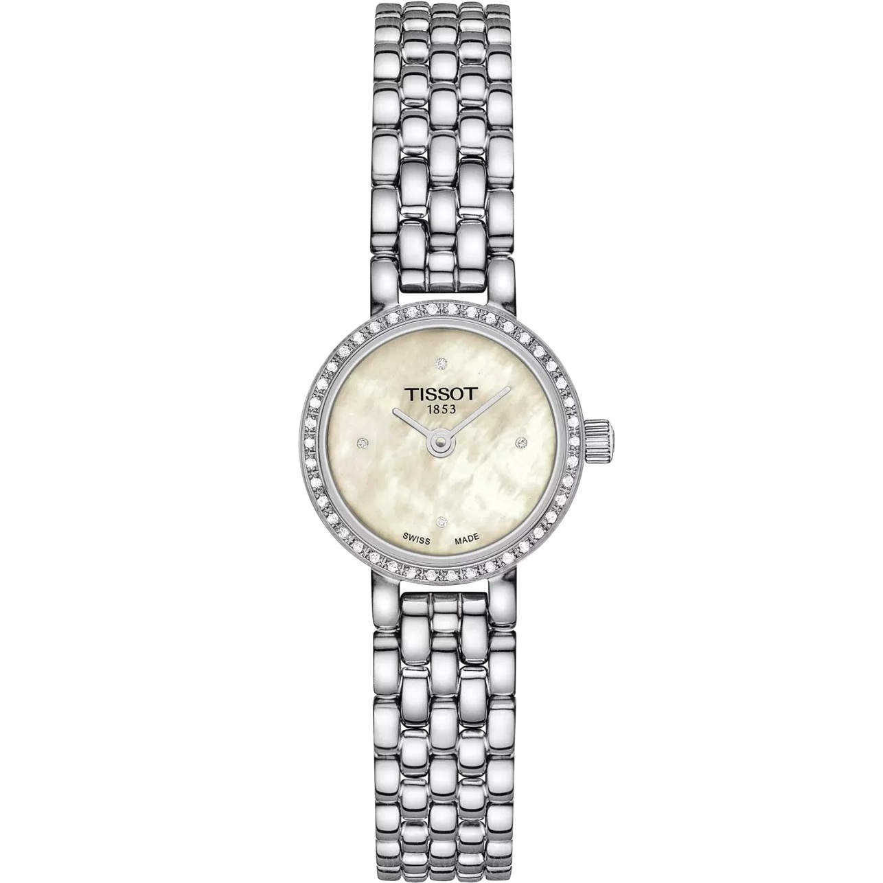 TISSOT Lovely Round with Brilliants White Pearl Dial 19.5mm Silver Stainless Steel Bracelet T140.009.61.116.00 - 