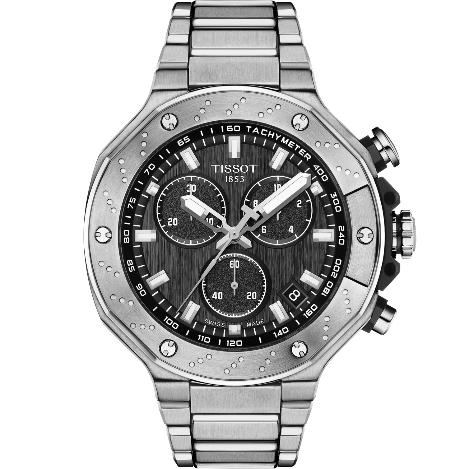 TISSOT T-Race Chronograph Black Dial 45mm Silver Stainless Steel Bracelet T141.417.11.051.00 - 