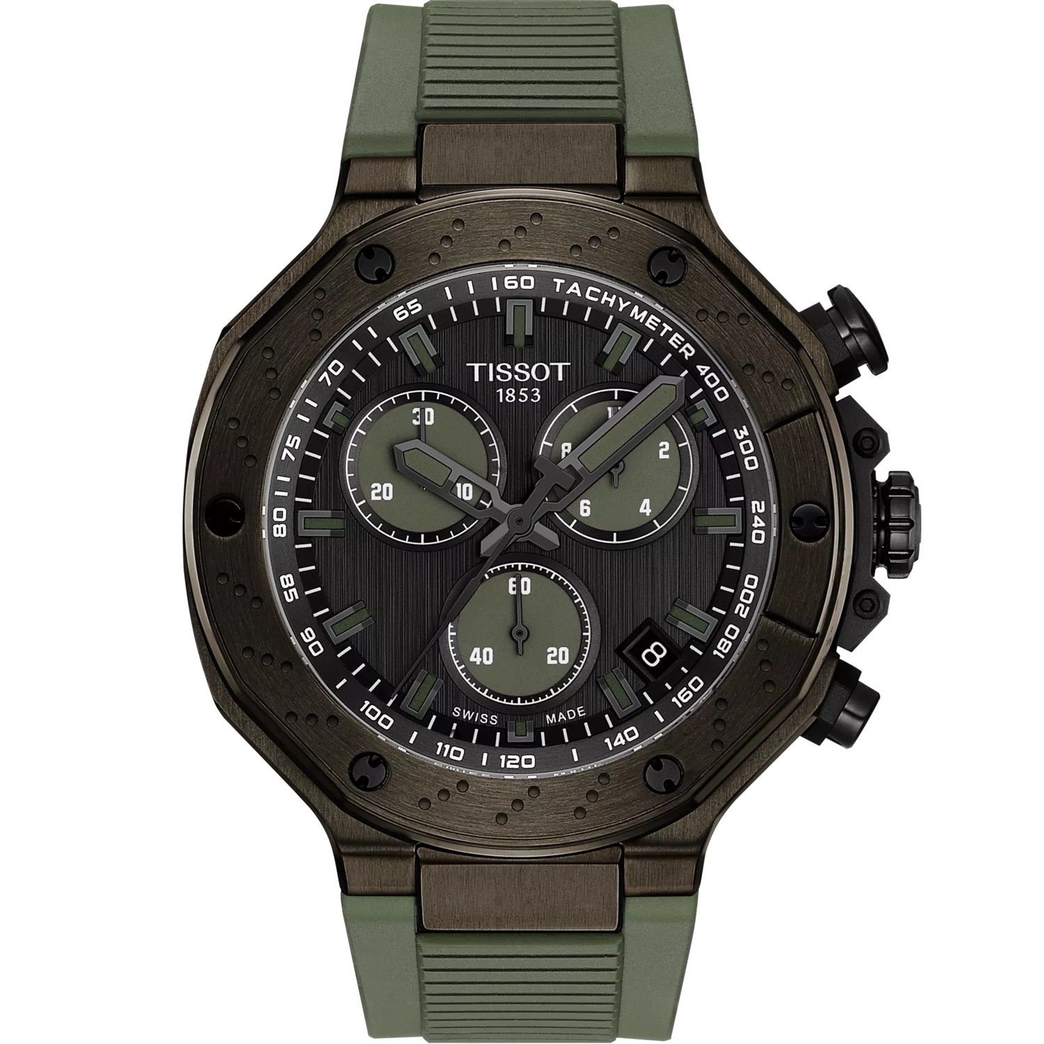 TISSOT T-Race Chronograph Green Dial 45mm Black Stainless Steel Green Rubber Strap T141.417.37.061.02 - 