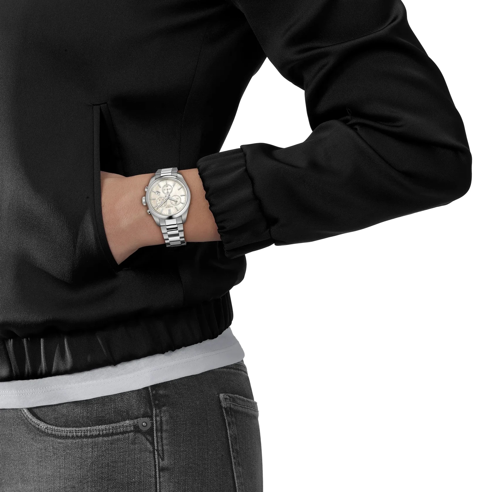 TISSOT PR 100 Chronograph White Pearl Dial 36mm Silver Stainless Steel Bracelet T150.217.11.111.00 - 