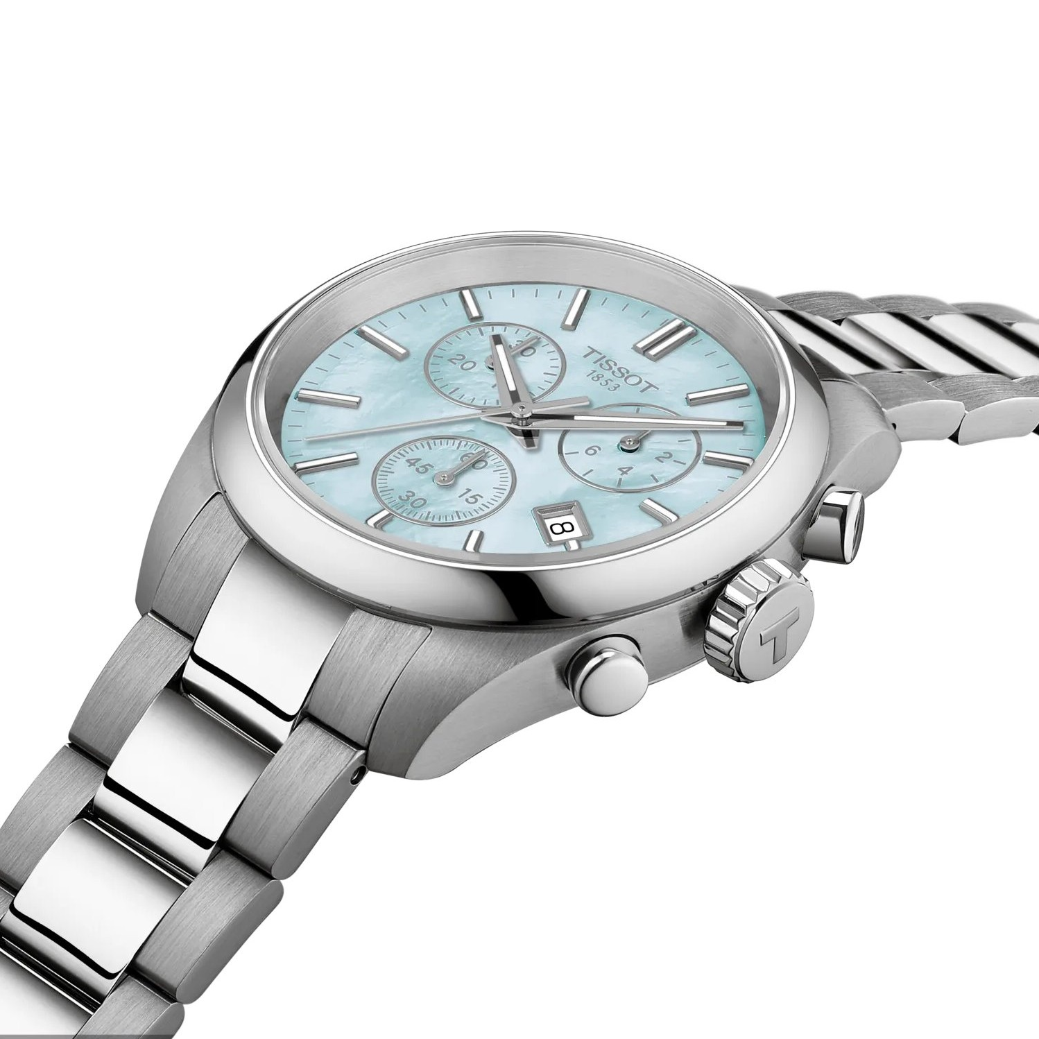TISSOT PR 100 Chronograph Light Blue Pearl Dial 36mm Silver Stainless Steel Bracelet T150.217.11.131.00 - 3