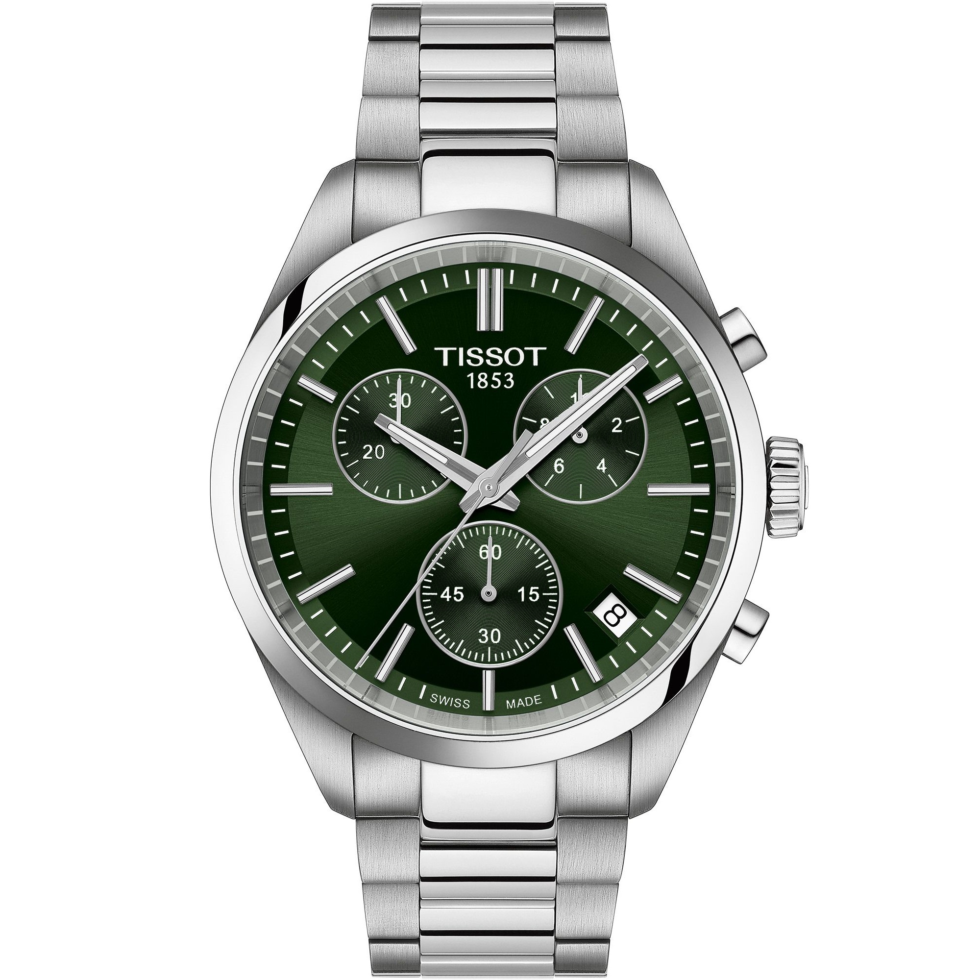 TISSOT PR 100 Chronograph Green Dial 40mm Silver Stainless Steel Bracelet T150.417.11.091.00 - 