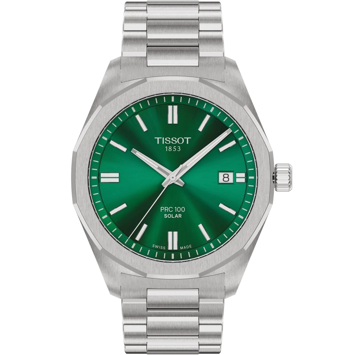 TISSOT PRC 100 Solar Quartz Green Dial 39mm Silver Stainless Steel Bracelet T151.422.11.091.00 - 