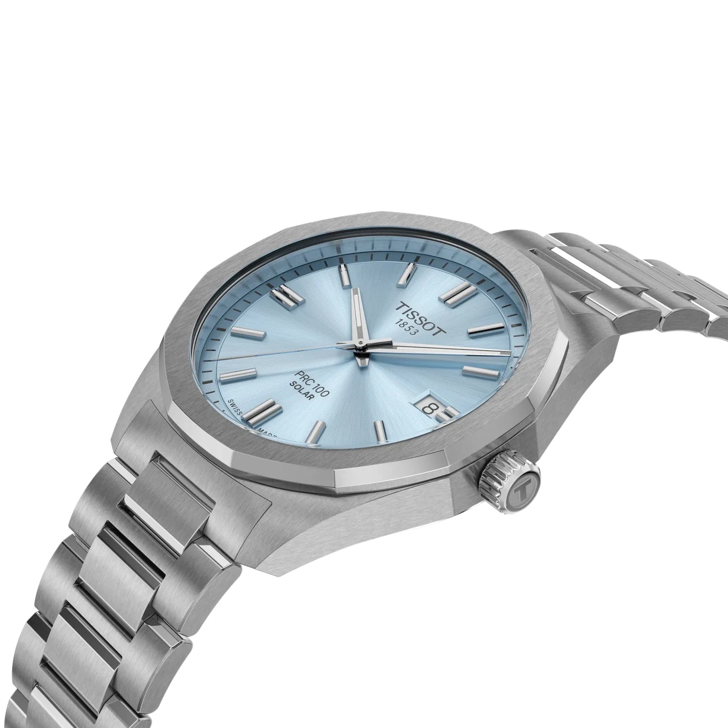 TISSOT PRC 100 Solar Quartz Light Blue Dial 39mm Silver Stainless Steel Bracelet T151.422.11.351.00 - 3
