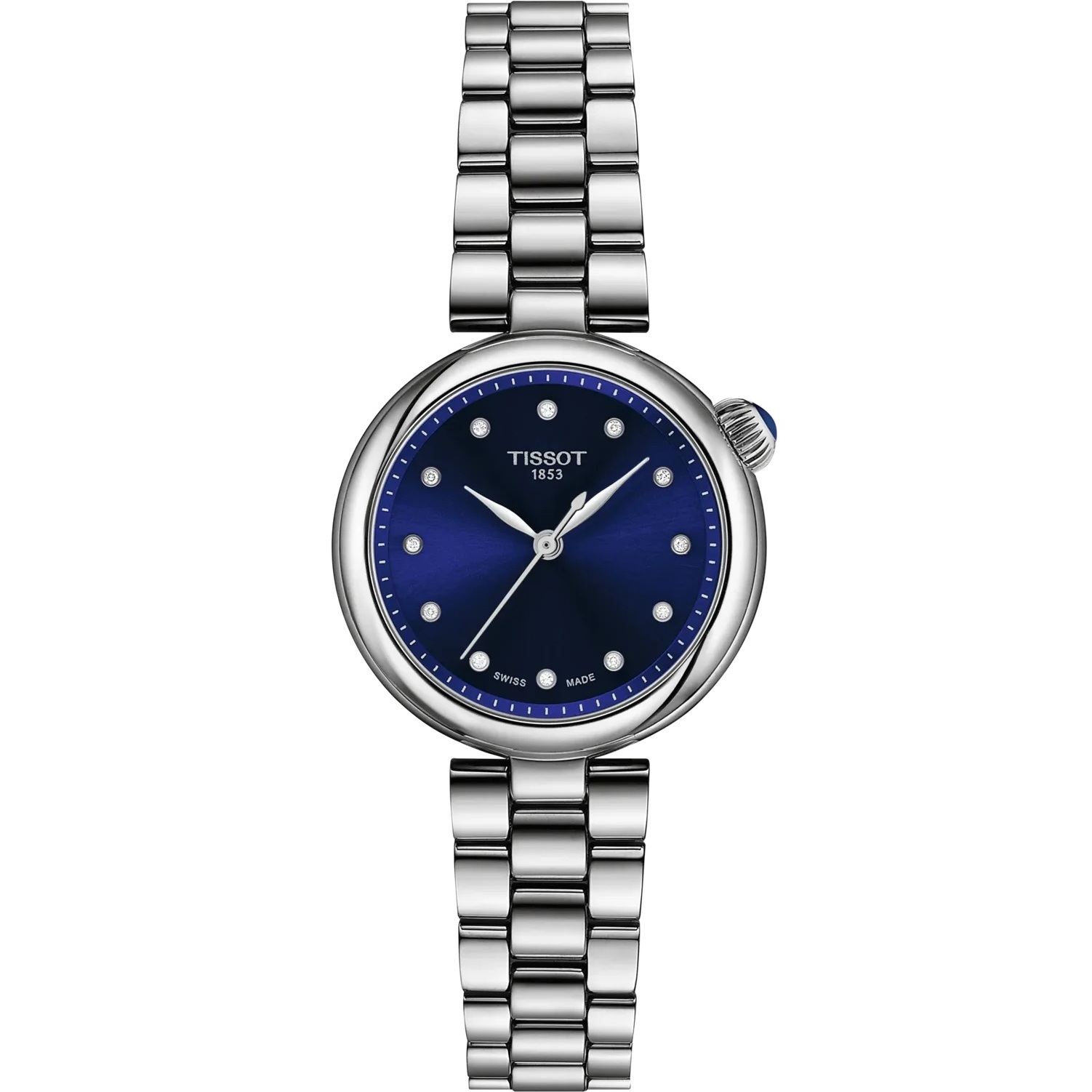TISSOT Desir Blue Dial with Diamonds 28mm Silver Stainless Steel Bracelet T152.010.11.046.00 - 