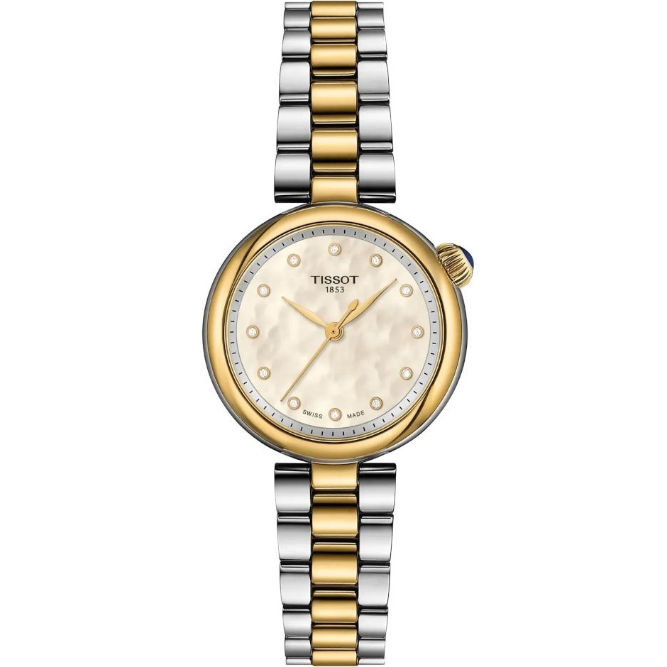 TISSOT Desir White Pearl Dial with Diamonds 28mm Two Tone Gold Stainless Steel Bracelet T152.010.22.116.00 - 