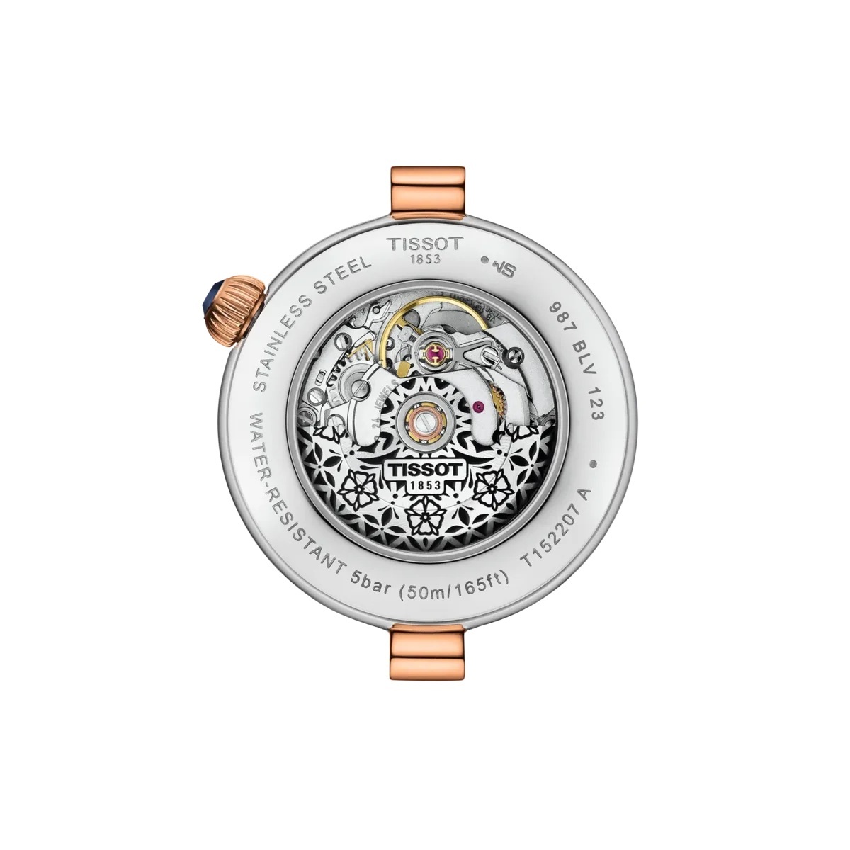 TISSOT Desir Automatic White Pearl Dial 28mm Two Tone Rose Gold Stainless Steel Bracelet T152.207.22.111.00 - 6